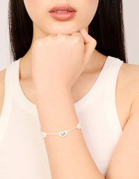 Silver Plated Brass  Cubic Zirconia Pebble Charm Bracelet - link has visual effect only