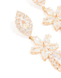 Gold Cubic Zirconia Statement Flower Drop Earrings - link has visual effect only