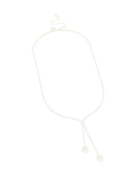 Silver Cubic Zirconia Pear Drop Y-Neck Necklace - link has visual effect only
