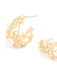 Gold Plated Acrylic Flower Graduating Huggie Earrings - link has visual effect only