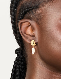 Gold Plated Freshwater Pearl Drop Hoop Earrings - link has visual effect only