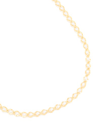 Gold Plated Pearl Inlay Chain Necklace - link has visual effect only