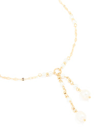 Gold Plated Freshwater Pearl Chain Drop Y-Necklace - link has visual effect only