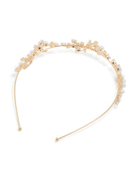 Gold Cubic Zirconia Vine & Pearl Headband - link has visual effect only