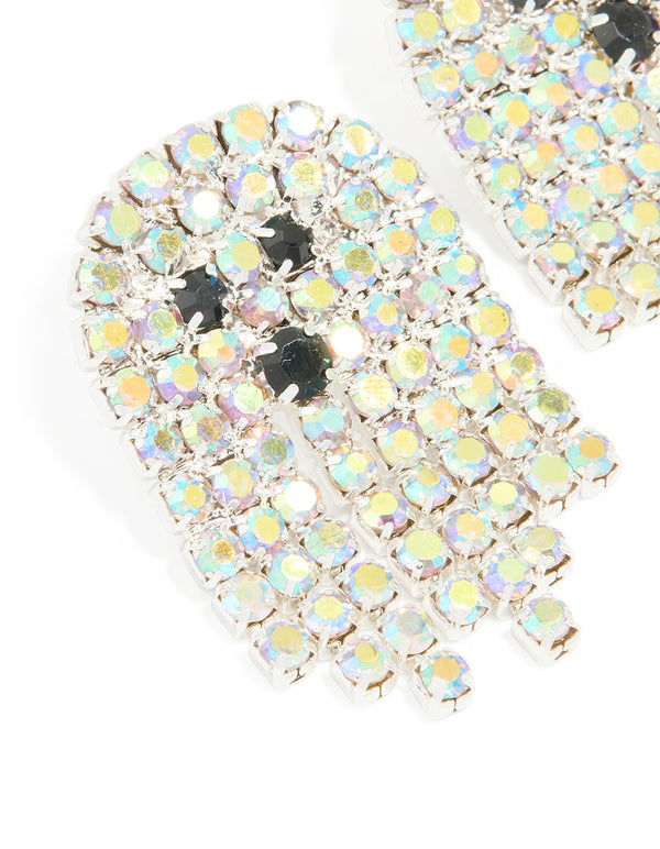 Silver Diamante Ghost Drop Earrings