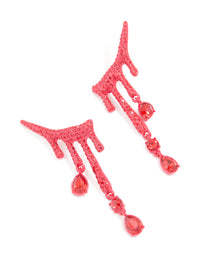 Red Coated Metal Blood Droplet Drop Earrings - link has visual effect only