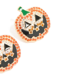 Gold Diamante Pumpkin Stud Earrings - link has visual effect only