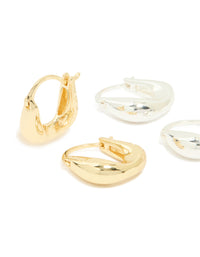 Gold & Silver Plated Brass Curved Huggie Earrings 2-Pack - link has visual effect only