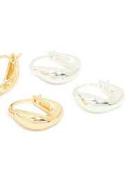 Gold & Silver Plated Brass Curved Huggie Earrings 2-Pack - link has visual effect only