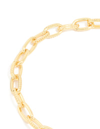 Gold Plated Brass Heart FOB Chain Bracelet - link has visual effect only