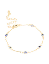 Gold Plated Brass Evil Eye Stone Chain Bracelet - link has visual effect only