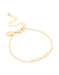 Gold Plated Cubic Zirconia Round Bezel Bracelet - link has visual effect only