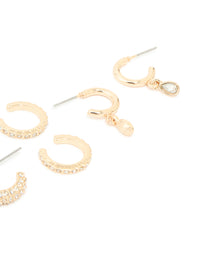 Gold Diamante Mixed Drop & Stud Earrings 5-Pack - link has visual effect only