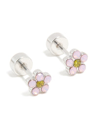 Kids Surgical Steel Cubic Zirconia Flower Flat Back Studs - link has visual effect only