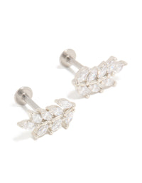Surgical Steel Cubic Zirconia Leaf Crawling Flat Back Studs - link has visual effect only
