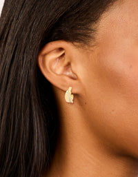 Gold Plated Cubic Zirconia Detail Swirl Hoop Earrings - link has visual effect only