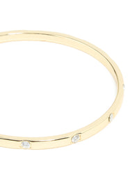 Gold Plated Cubic Zirconia Inlay Round Bangle - link has visual effect only