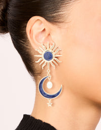 Gold Celestial Blue Marble Drop Earrings - link has visual effect only