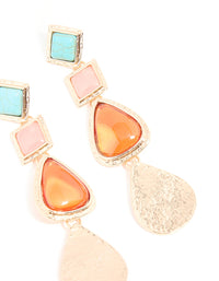 Gold Bright Stone Triangle Molten Drop Earrings - link has visual effect only