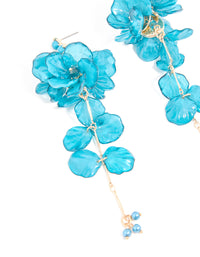 Blue Acrylic Flower Large Drop Earrings - link has visual effect only