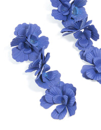 Blue Coated Metal Triple Floral Drop Earrings - link has visual effect only