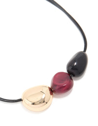 Gold Triple Bean Statement Cord Necklace - link has visual effect only