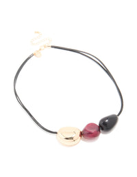 Gold Triple Bean Statement Cord Necklace - link has visual effect only