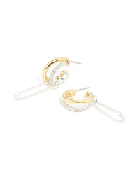 Mixed Metal Diamante Illusion Chain Hoop Earrings - link has visual effect only