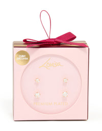 Gold Plated Cubic Zirconia Round Stud Earrings Set - link has visual effect only