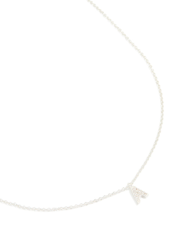 Silver Plated Brass Cubic Zirconia Letter A Necklace