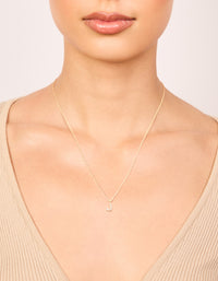 Gold Plated Brass Cubic Zirconia Letter J Necklace - link has visual effect only