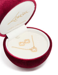 Gold Cubic Zirconia Outline Flower Earring & Necklace Set - link has visual effect only