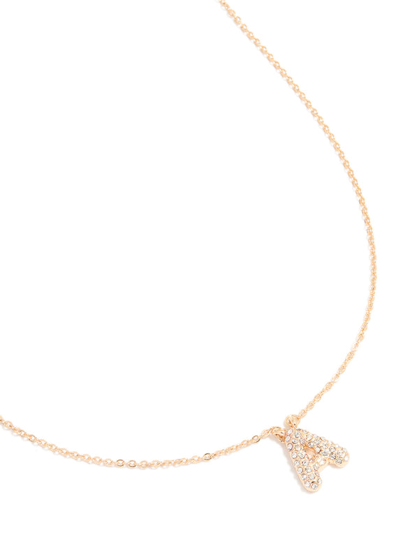 Kids Gold Cubic Zirconia Letter A Necklace