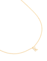 Gold Plated Brass Cubic Zirconia Letter K Necklace - link has visual effect only