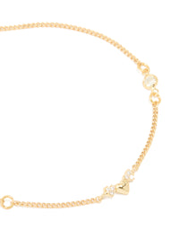 Gold Plated Cubic Zirconia Mini Heart Bracelet - link has visual effect only