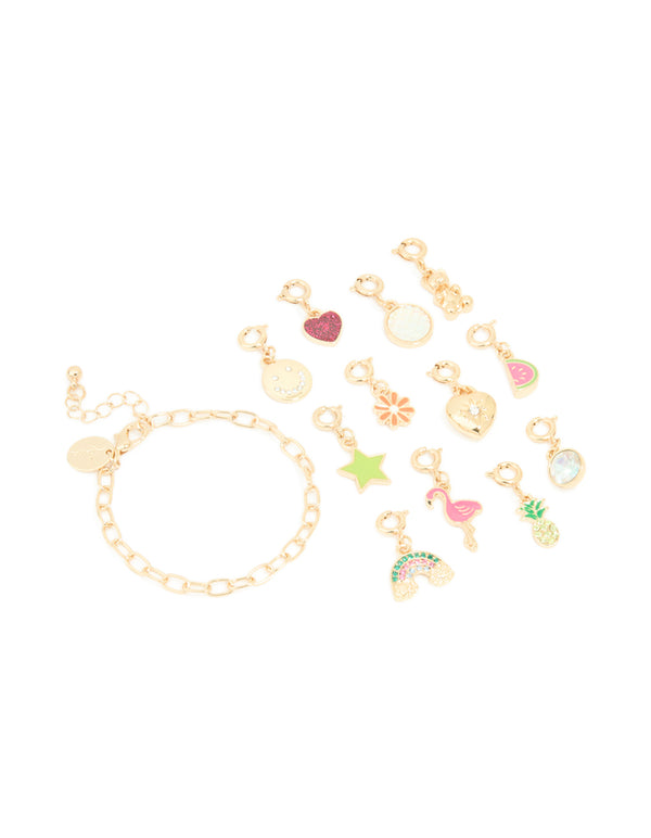 Kids Blue Gold Charm Bracelet 12-Day Advent Calendar