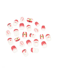 Santa Candy Cane Press-On Nail Set - link has visual effect only