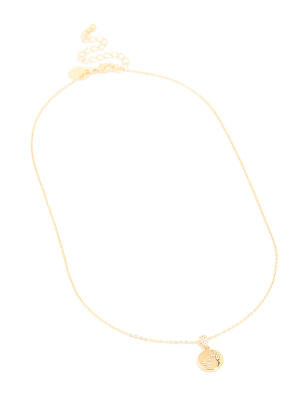 Gold Plated Cubic Zirconia Mini Scorpio Zodiac Sign Pendant Necklace
