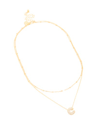 Gold Plated Cubic Zirconia Pave Bubble Letter C Layered Necklace - link has visual effect only