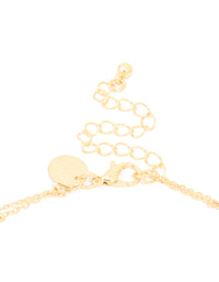Gold Plated Cubic Zirconia Pave Bubble Letter M Layered Necklace - link has visual effect only