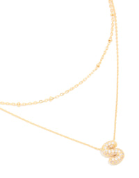 Gold Plated Cubic Zirconia Pave Bubble Letter S Layered Necklace - link has visual effect only