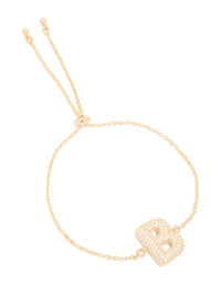 Gold Plated Cubic Zirconia Pave Bubble Letter B Toggle Bracelet - link has visual effect only