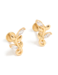 Gold Plated Titanium Cubic Zirconia Vine Flat Back Studs - link has visual effect only