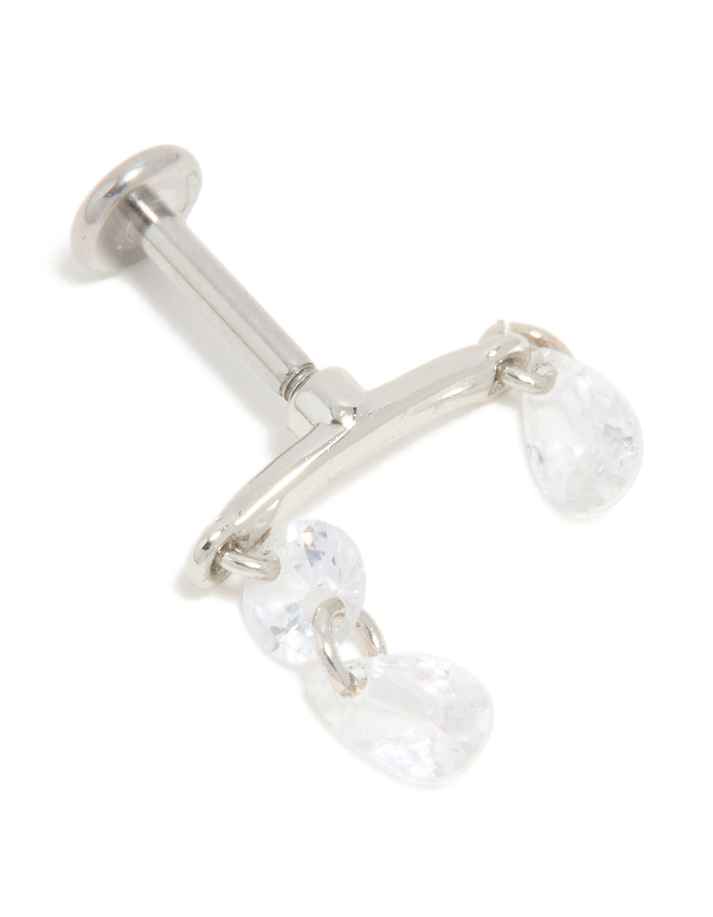 Titanium Double Cubic Zirconia Crawler Single Flat Back Stud