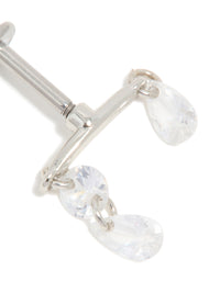 Titanium Double Cubic Zirconia Crawler Single Flat Back Stud - link has visual effect only