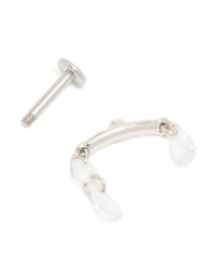 Titanium Double Cubic Zirconia Crawler Single Flat Back Stud - link has visual effect only