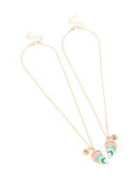 Kids Gold Rainbow BFF Heart Necklace Pack - link has visual effect only