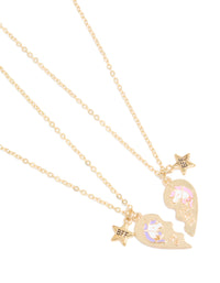 Kids Gold Unicorn BFF Heart Necklace Pack - link has visual effect only