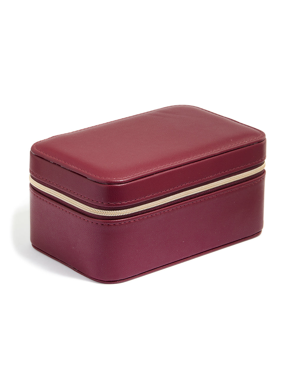 Burgundy PU Leather Rectangular Layered Jewellery Box