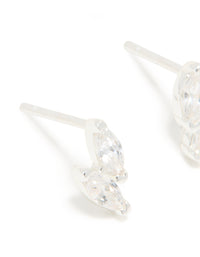 Sterling Silver Cubic Zirconia Cluster Stud Earrings - link has visual effect only